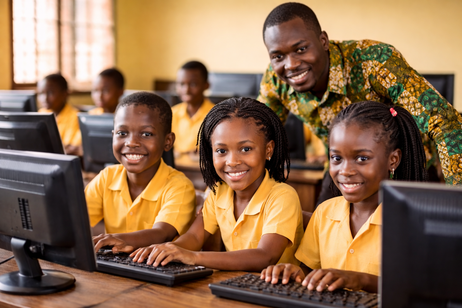 Students working with technology equipment